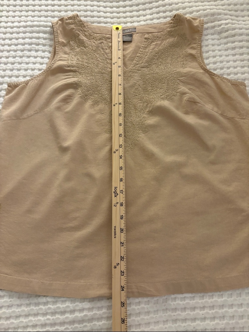 KENAR WOMAN Sleeveless Linen Embroidered Tunic Top in Beige SZ 1X - Picture 6 of 6